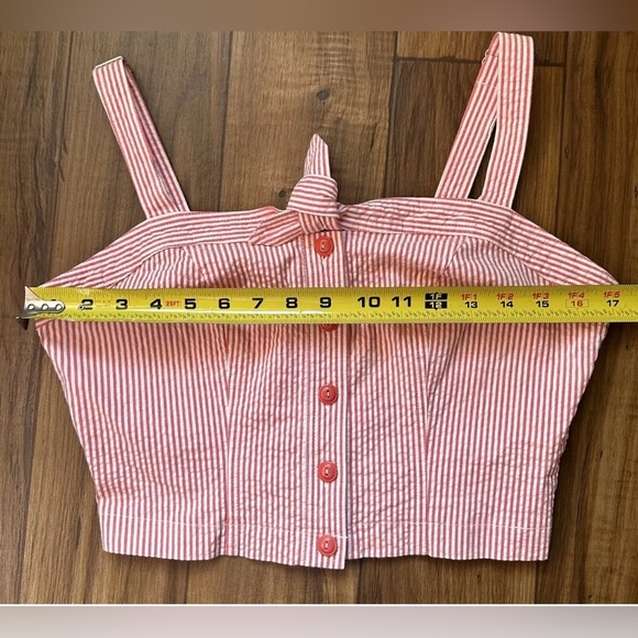 keds Taylor Swift Crop Top Women's Red Striped XL Neck Button Casual Bohemian - Picture 4 of 5